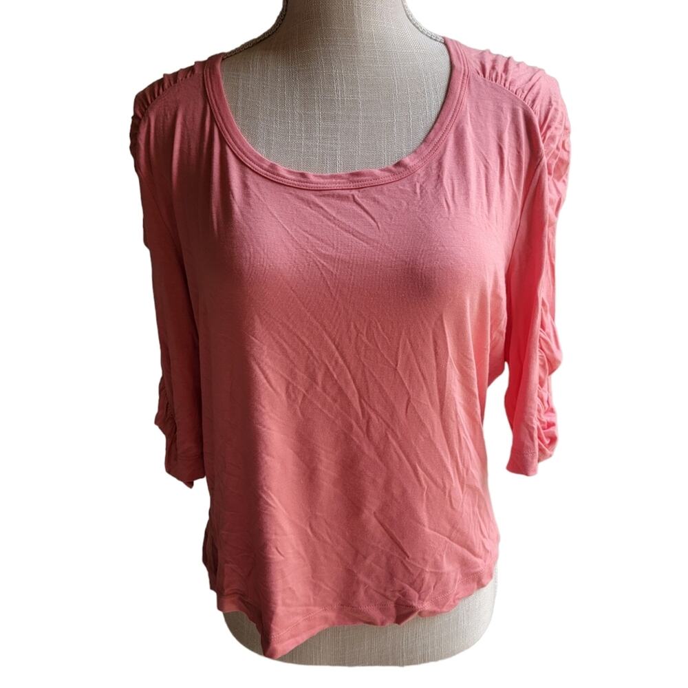 St. John Peach 1/2 Sleeve Ruched Top Size Large